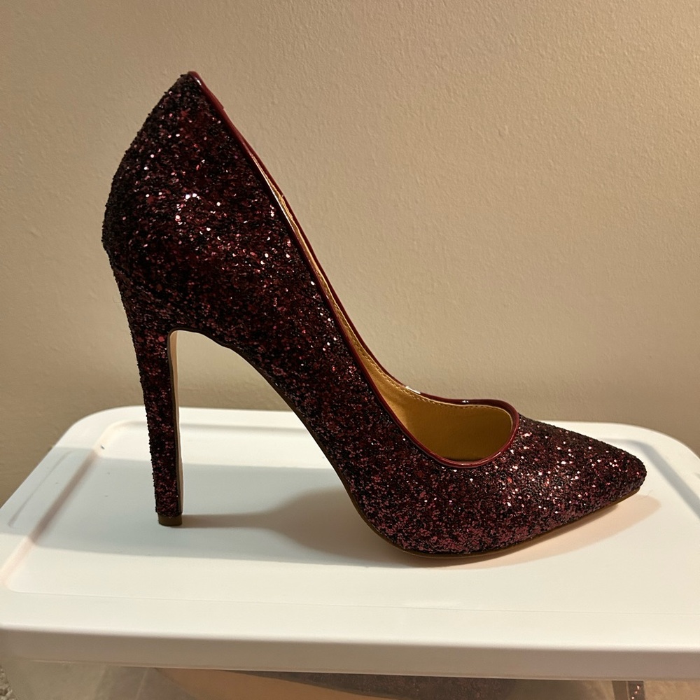 Burgundy Glitter High Heel